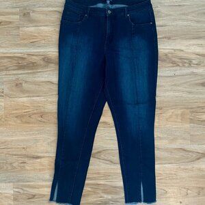 Isaac Mizrahi Live 16T Tall Dark Wash Skinny Jeans Raw Hem Slit